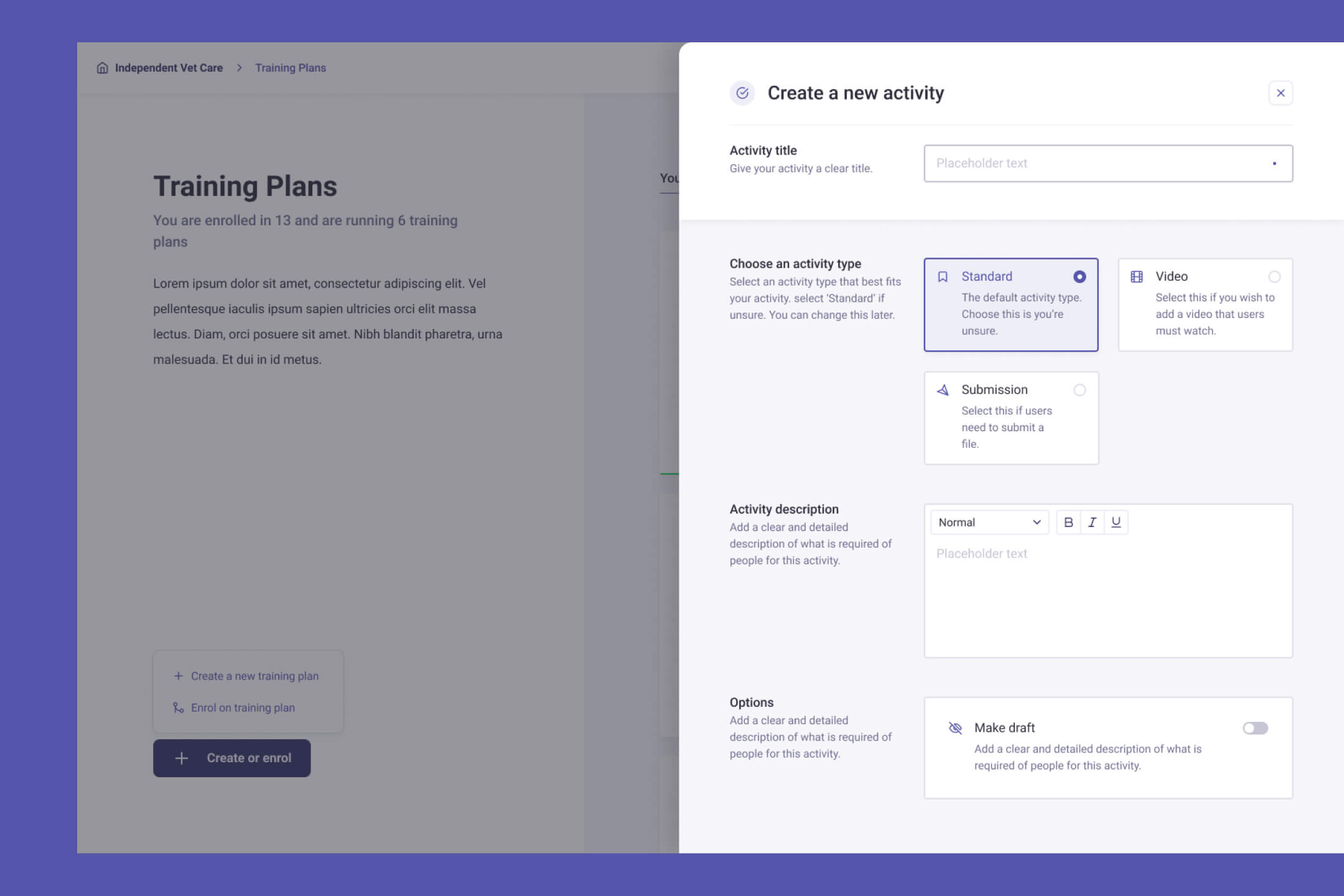 The cloudtrainer user interface