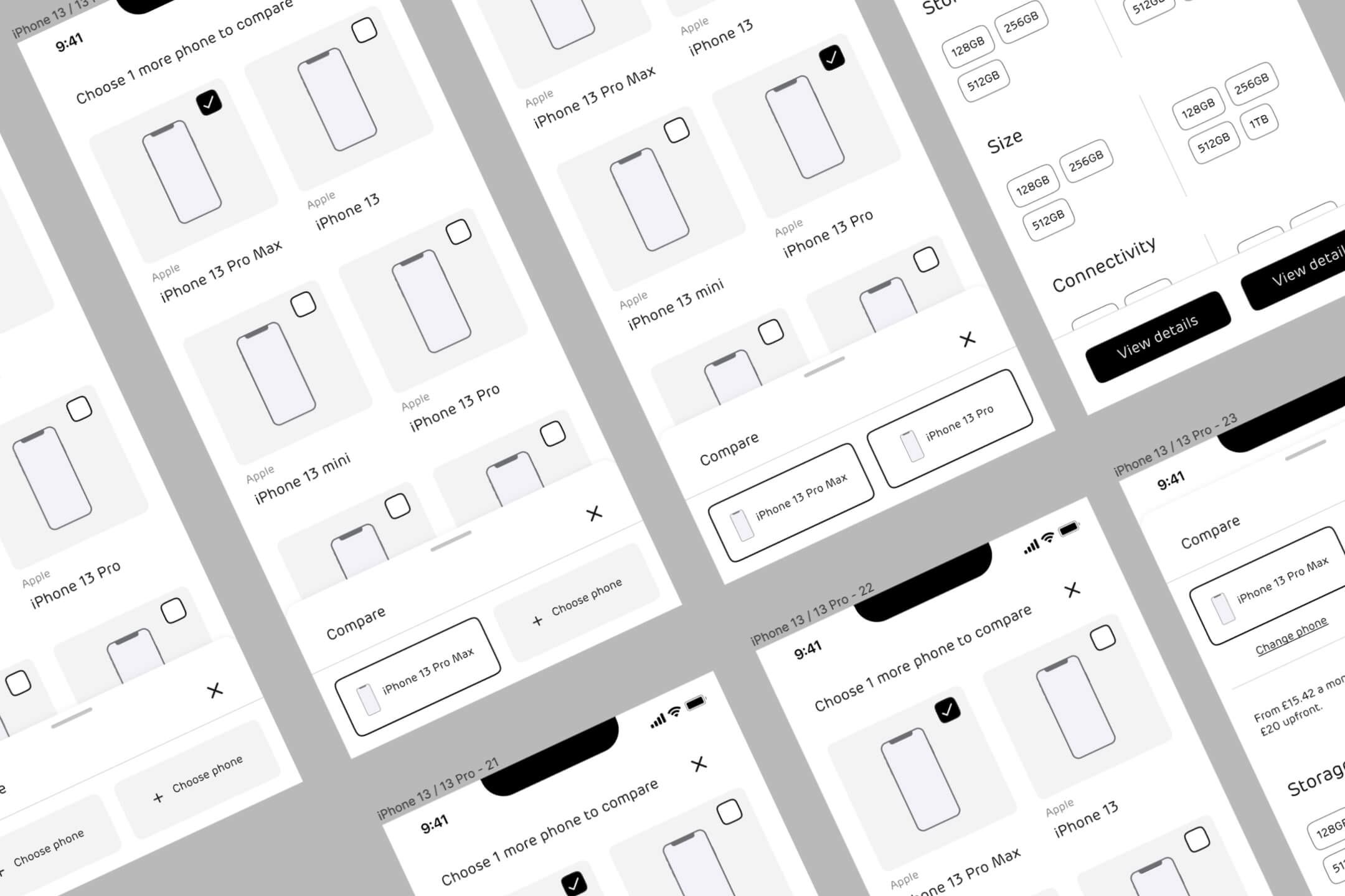 wire frames and prototypes for the My EE app shop,